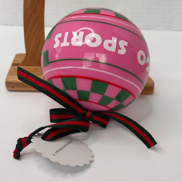 Anthropologie Go Sports Glass Ornament “Go Sports” NWT 4” Pink & Green - Picture 8 of 8